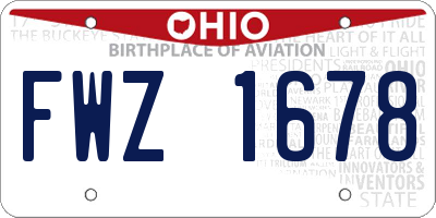 OH license plate FWZ1678