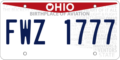 OH license plate FWZ1777