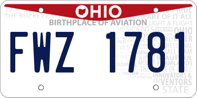 OH license plate FWZ1781