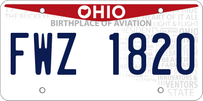 OH license plate FWZ1820