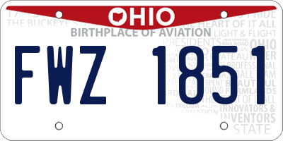 OH license plate FWZ1851