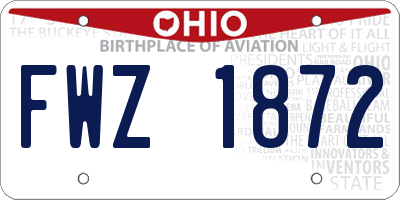 OH license plate FWZ1872