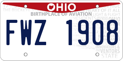 OH license plate FWZ1908
