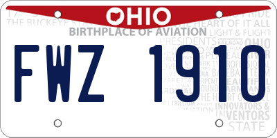OH license plate FWZ1910