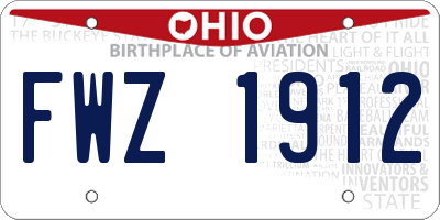 OH license plate FWZ1912
