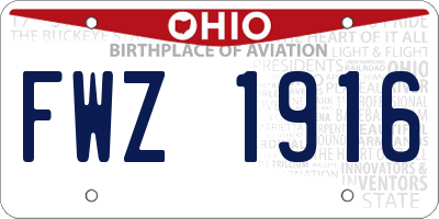 OH license plate FWZ1916