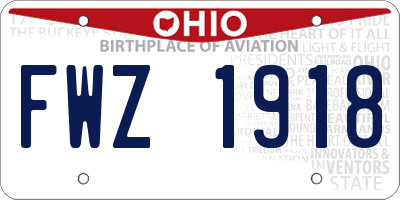 OH license plate FWZ1918