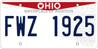 OH license plate FWZ1925