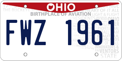 OH license plate FWZ1961