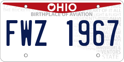 OH license plate FWZ1967