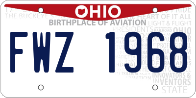 OH license plate FWZ1968