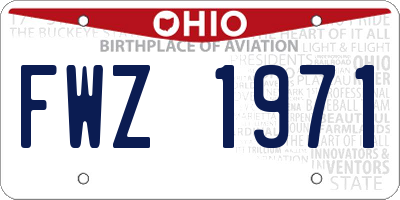 OH license plate FWZ1971