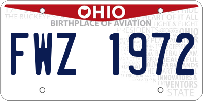 OH license plate FWZ1972