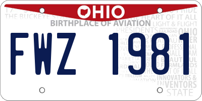OH license plate FWZ1981
