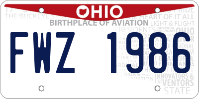 OH license plate FWZ1986