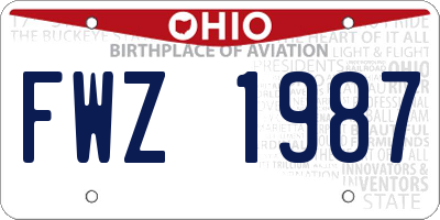 OH license plate FWZ1987