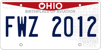 OH license plate FWZ2012