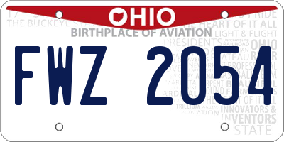 OH license plate FWZ2054