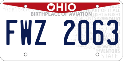OH license plate FWZ2063