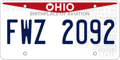 OH license plate FWZ2092
