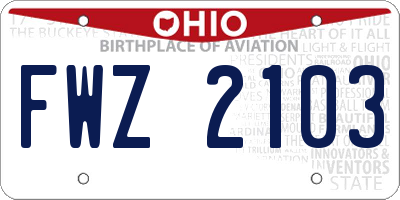 OH license plate FWZ2103