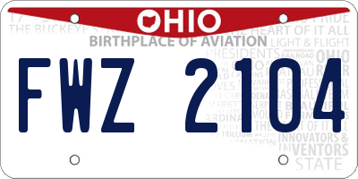 OH license plate FWZ2104