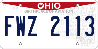 OH license plate FWZ2113