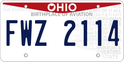 OH license plate FWZ2114