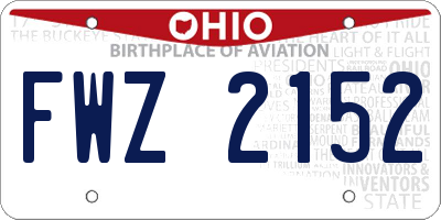 OH license plate FWZ2152