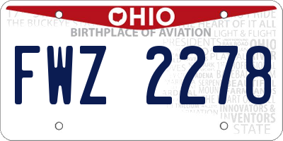 OH license plate FWZ2278