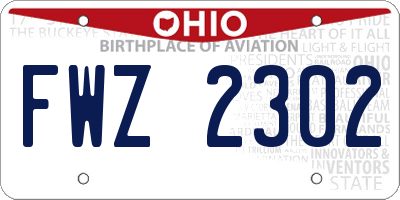OH license plate FWZ2302