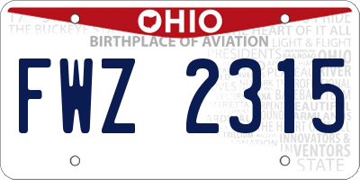 OH license plate FWZ2315