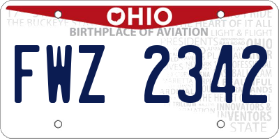 OH license plate FWZ2342