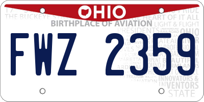 OH license plate FWZ2359
