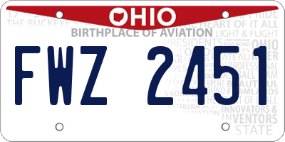 OH license plate FWZ2451