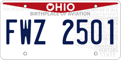 OH license plate FWZ2501