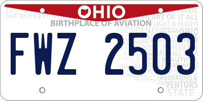 OH license plate FWZ2503