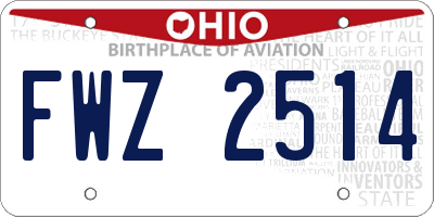 OH license plate FWZ2514