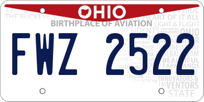 OH license plate FWZ2522