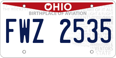 OH license plate FWZ2535