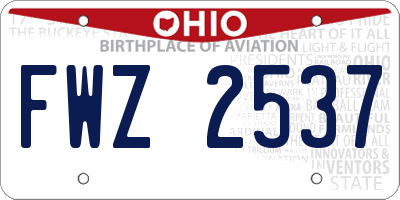 OH license plate FWZ2537