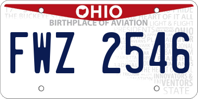 OH license plate FWZ2546