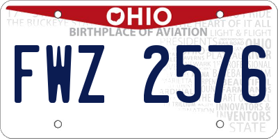 OH license plate FWZ2576