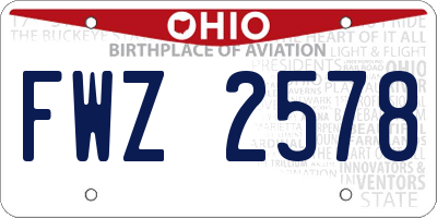 OH license plate FWZ2578