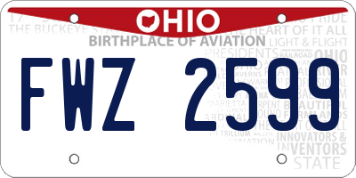 OH license plate FWZ2599