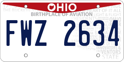 OH license plate FWZ2634