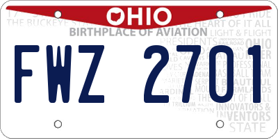 OH license plate FWZ2701
