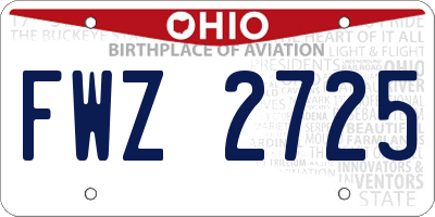 OH license plate FWZ2725