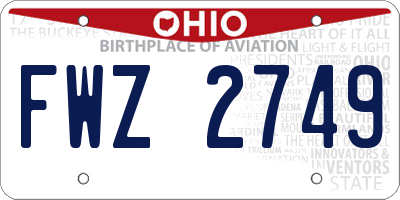 OH license plate FWZ2749
