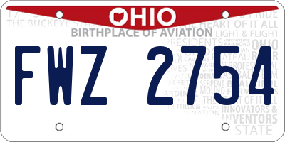 OH license plate FWZ2754